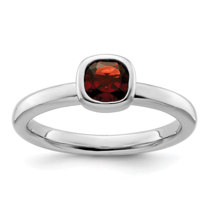 Sterlingsilber Stapelbar Expressions Kissen Schliff Granat Ring