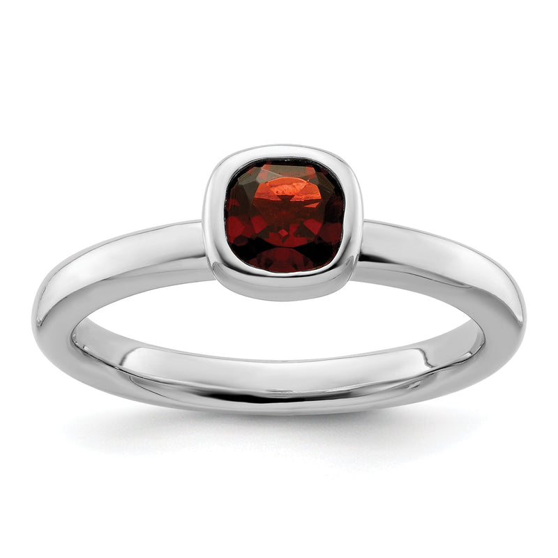 Sterlingsilber Stapelbar Expressions Kissen Schliff Granat Ring
