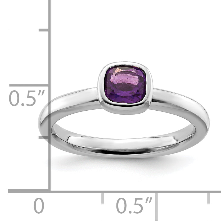 Sterlingsilber Stapelbar Expressions Kissen Schliff Amethyst Ring