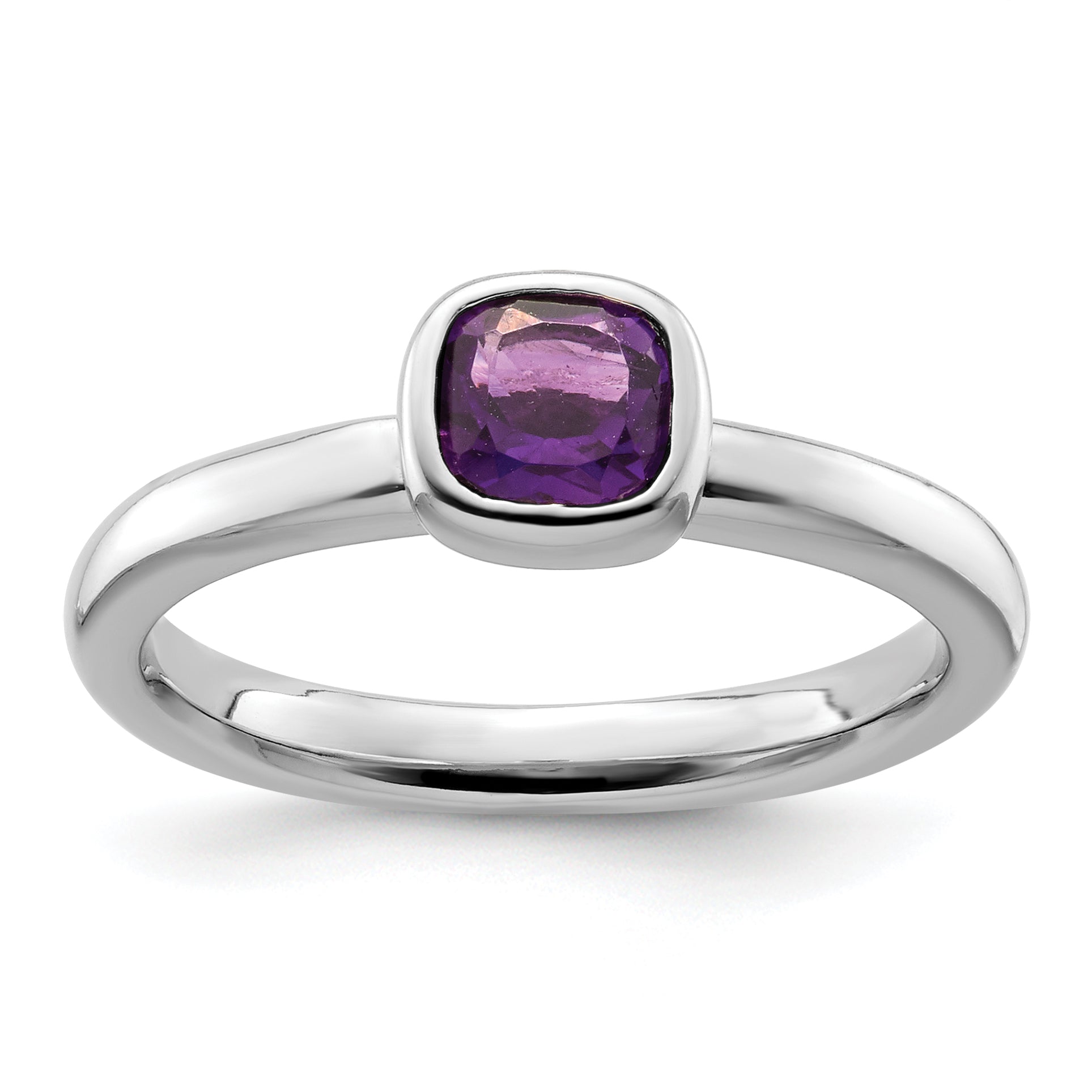 Sterlingsilber Stapelbar Expressions Kissen Schliff Amethyst Ring