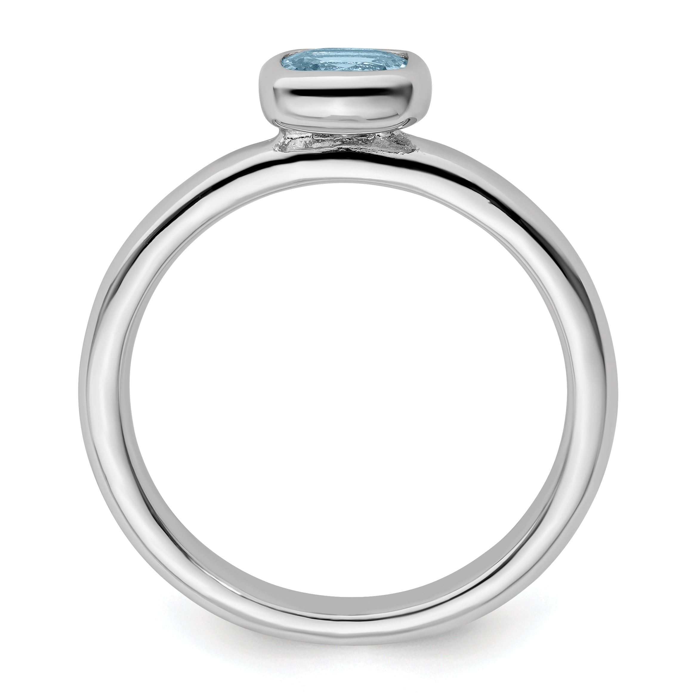 Sterlingsilber Stapelbar Expressions Kissen Schliff Aquamarin Ring