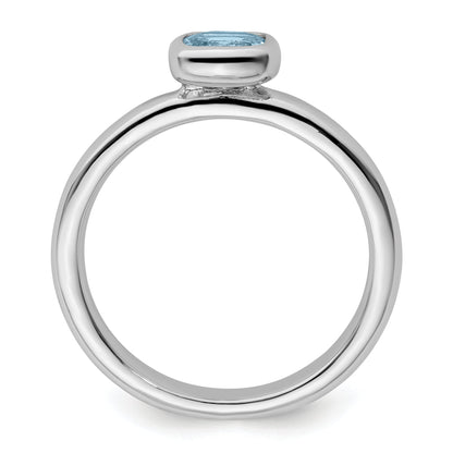 Sterlingsilber Stapelbar Expressions Kissen Schliff Aquamarin Ring
