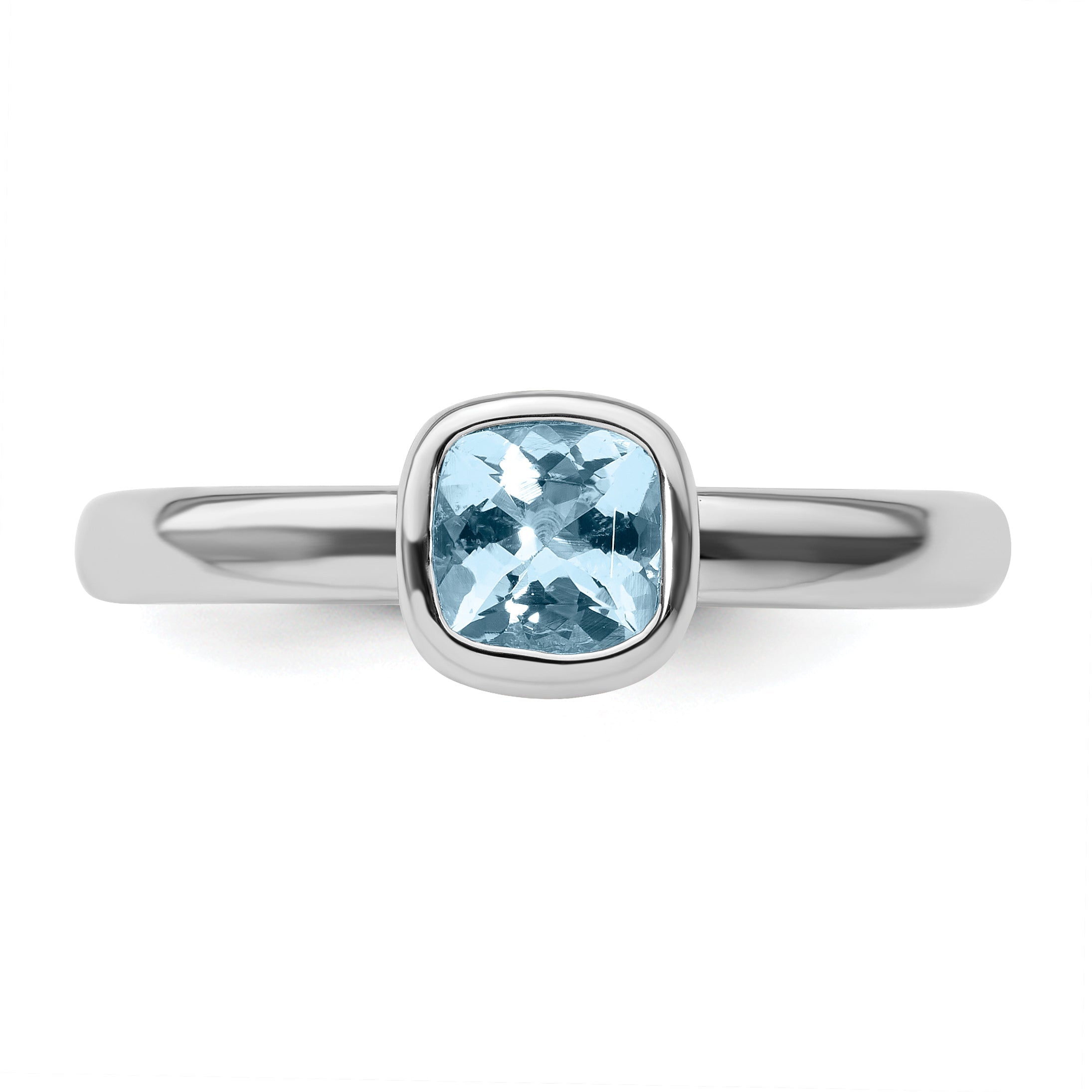 Sterlingsilber Stapelbar Expressions Kissen Schliff Aquamarin Ring