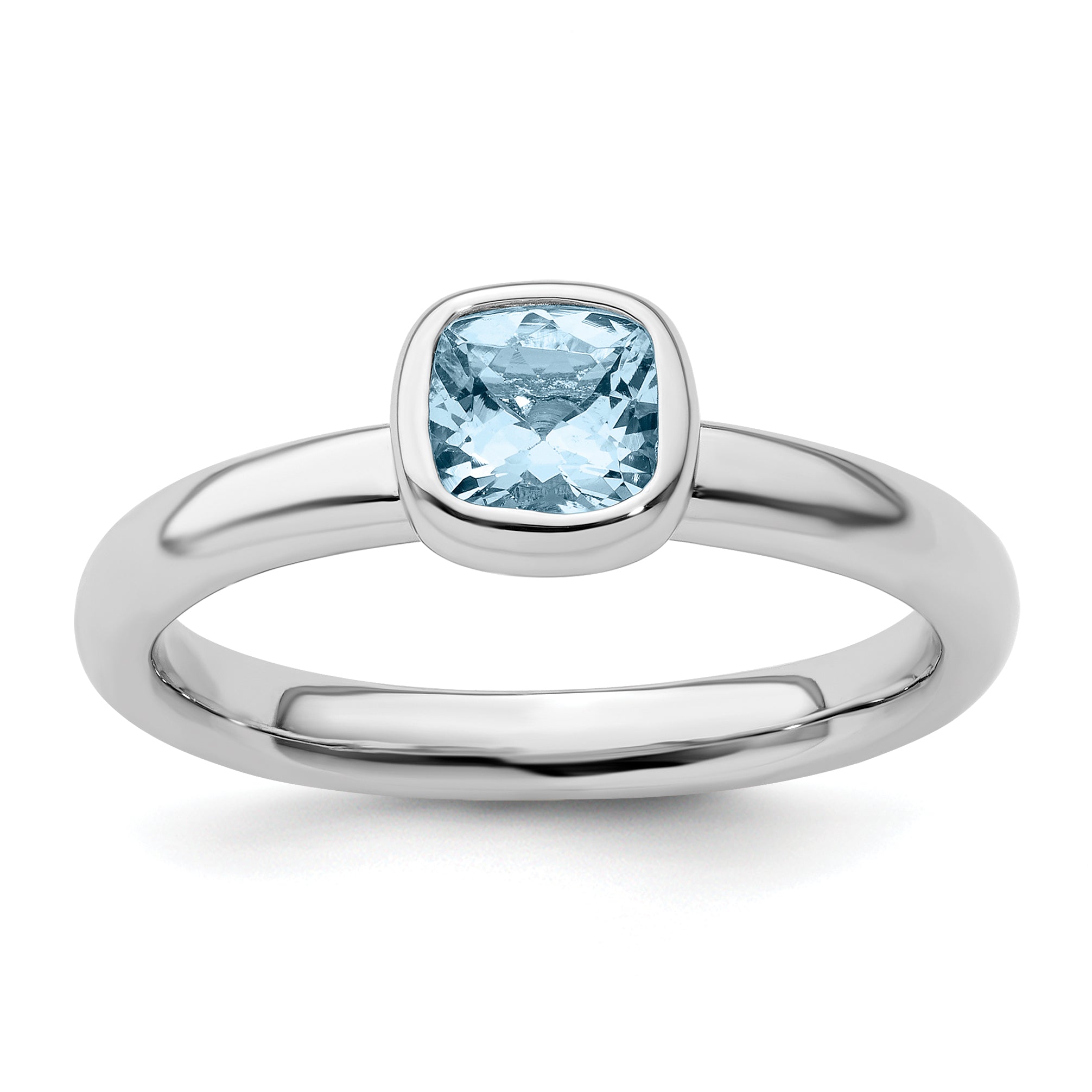 Sterlingsilber Stapelbar Expressions Kissen Schliff Aquamarin Ring