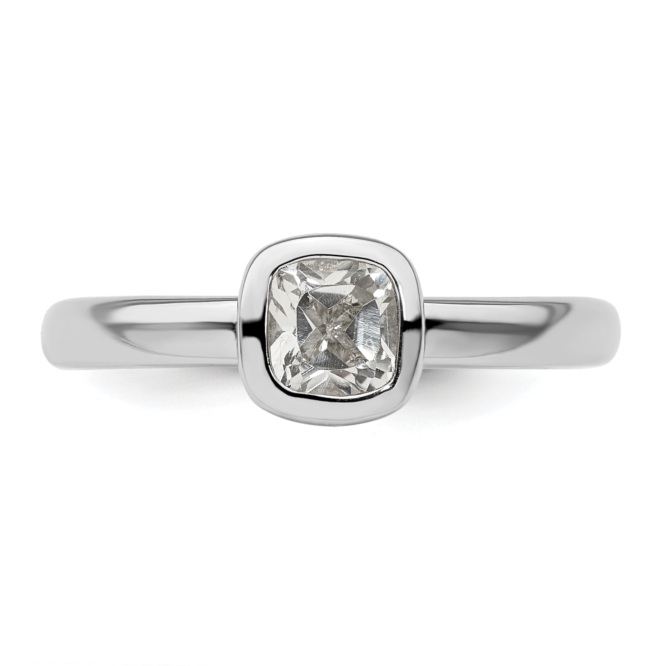 Sterlingsilber Stapelbar Expressions Kissen Schliff Weiß Topas Ring