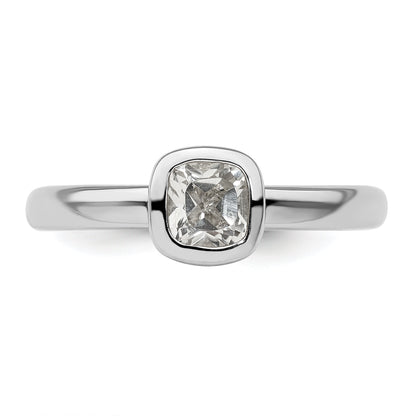 Sterlingsilber Stapelbar Expressions Kissen Schliff Weiß Topas Ring