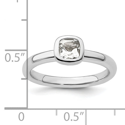 Sterlingsilber Stapelbar Expressions Kissen Schliff Weiß Topas Ring