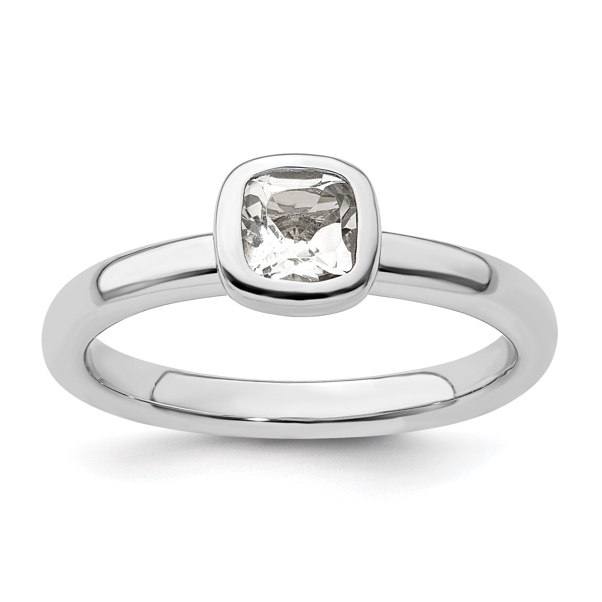 Sterlingsilber Stapelbar Expressions Kissen Schliff Weiß Topas Ring