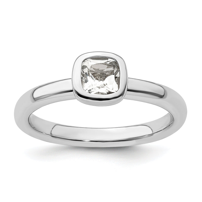 Sterlingsilber Stapelbar Expressions Kissen Schliff Weiß Topas Ring