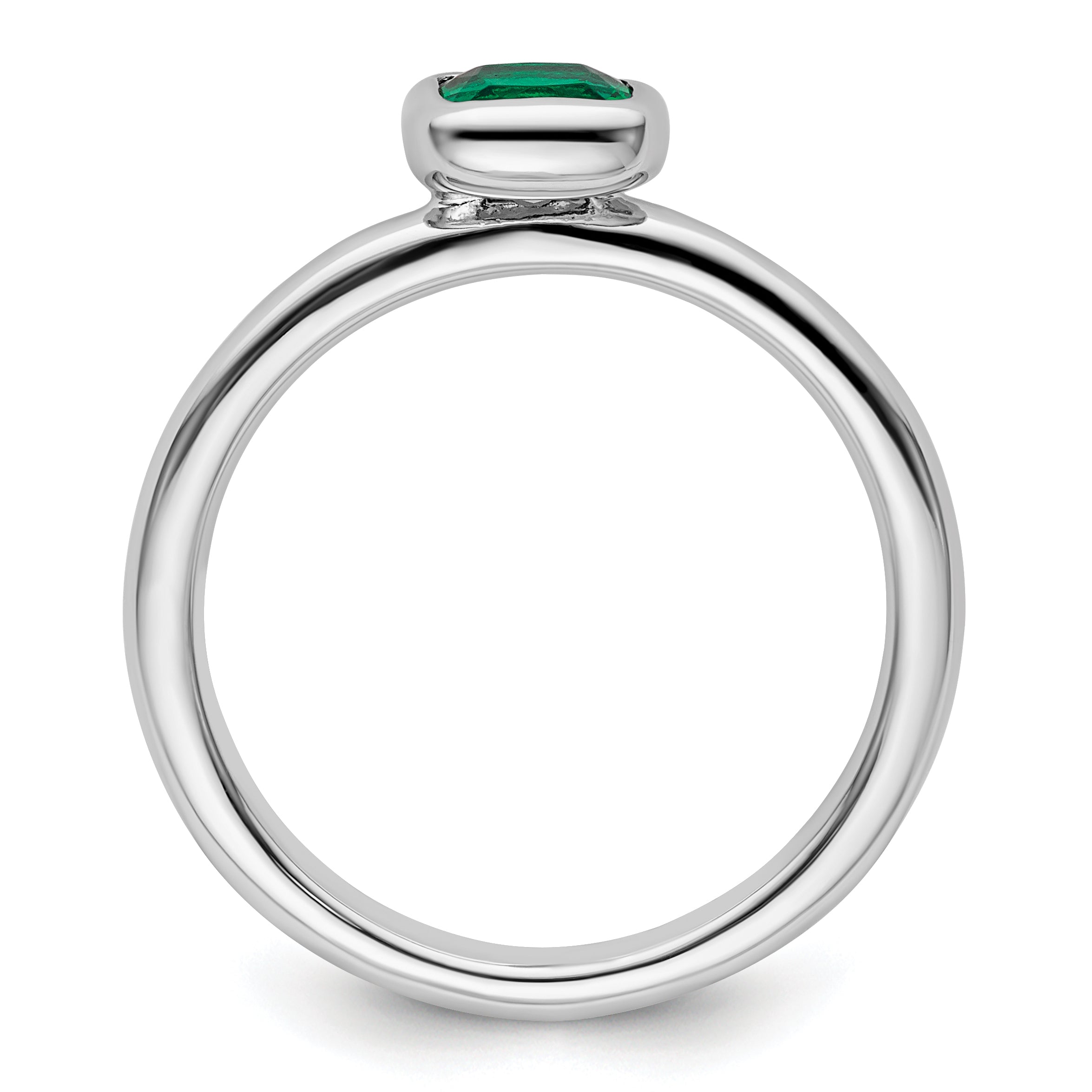 Sterlingsilber Stapelbar Expressions Kissen Schliff Cr. Smaragd Ring