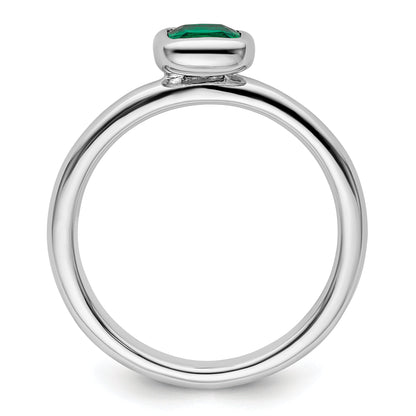 Sterlingsilber Stapelbar Expressions Kissen Schliff Cr. Smaragd Ring