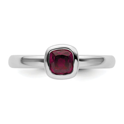 Sterlingsilber Ss Stapelbar Expressions Kissen Schliff Rhodolith Granat Ring