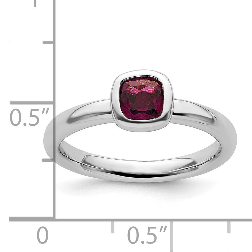 Sterlingsilber Ss Stapelbar Expressions Kissen Schliff Rhodolith Granat Ring