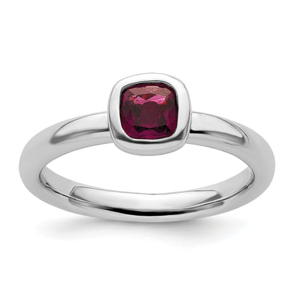 Sterlingsilber Ss Stapelbar Expressions Kissen Schliff Rhodolith Granat Ring