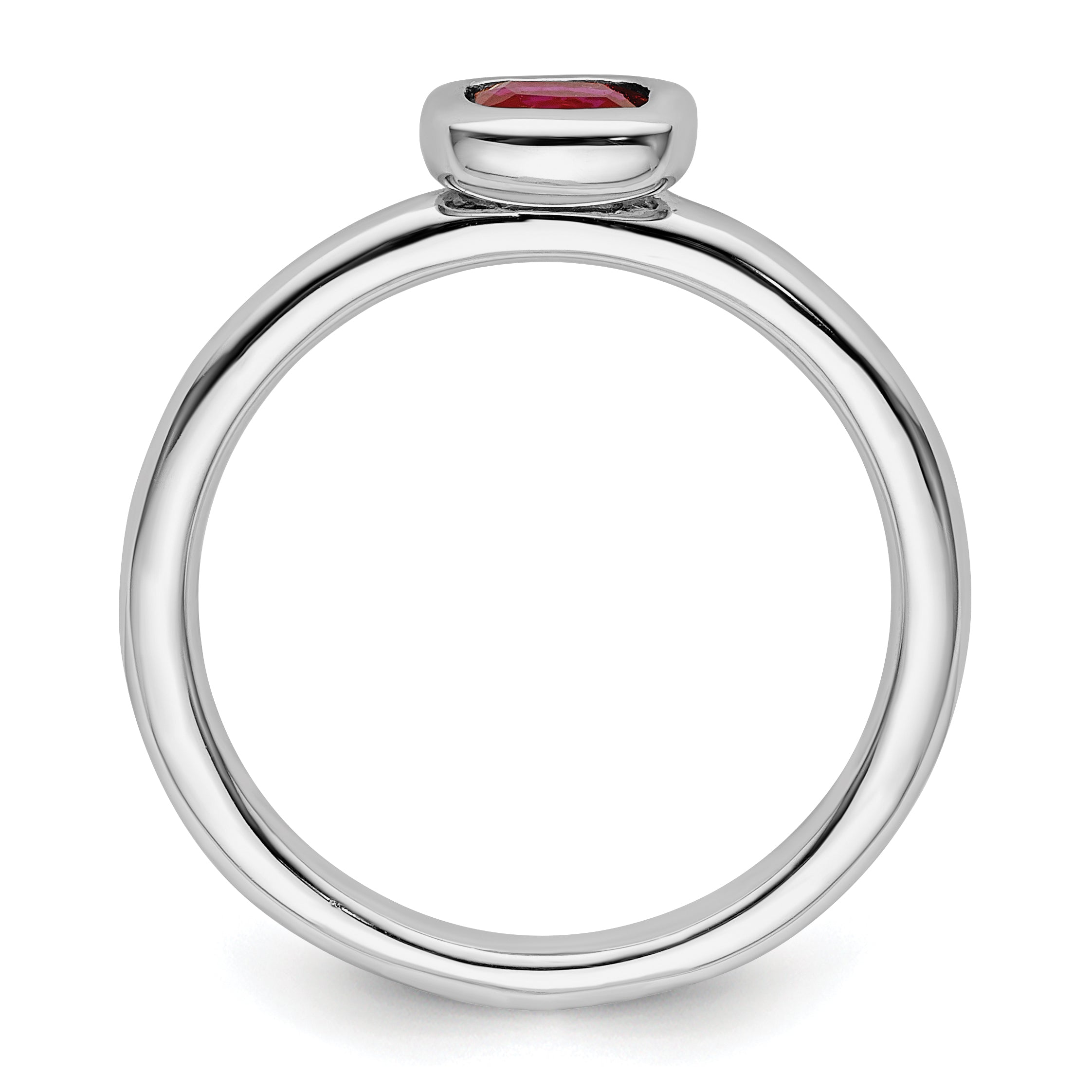Sterlingsilber Stapelbar Expressions Kissen Schliff Erzeugt Rubin Ring