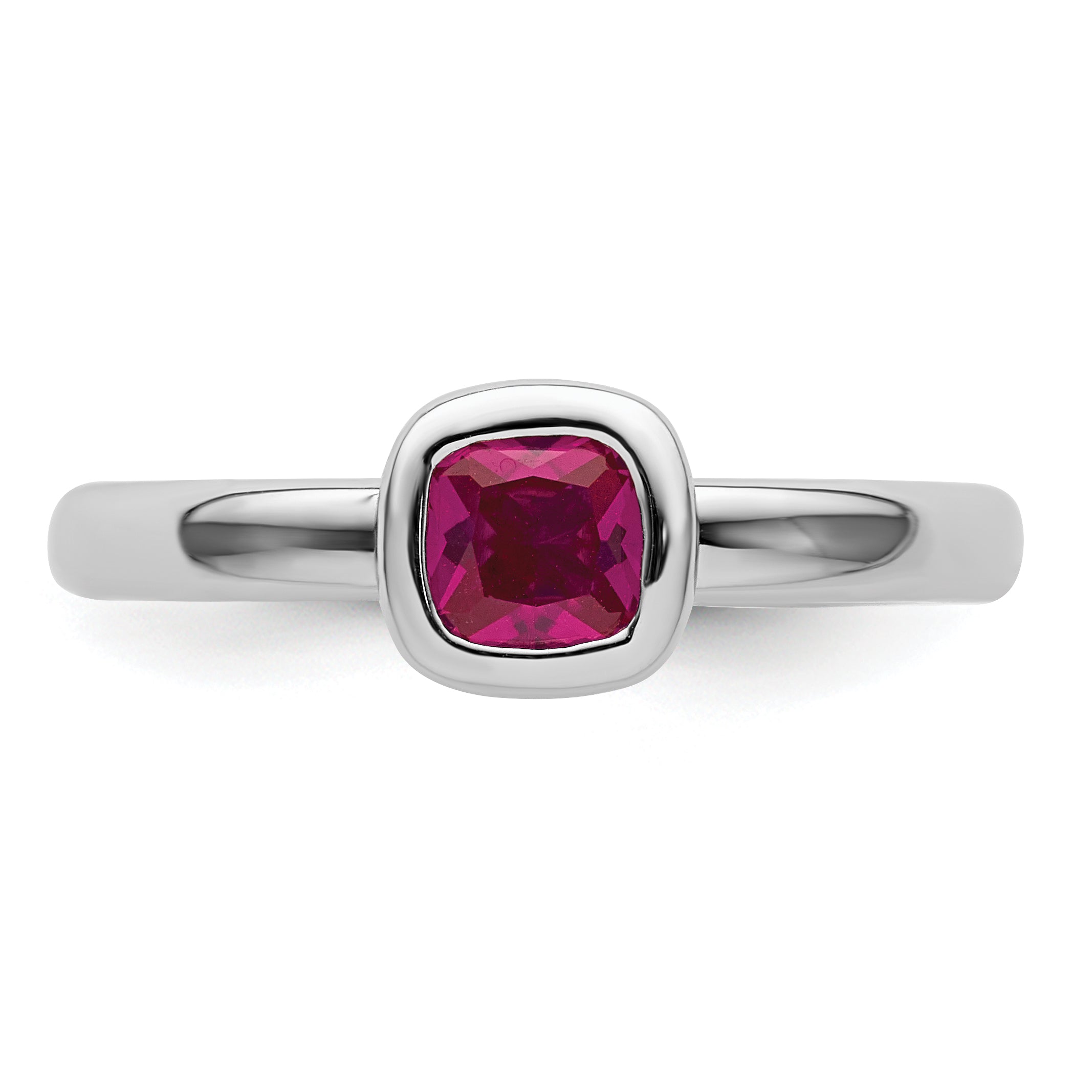 Sterlingsilber Stapelbar Expressions Kissen Schliff Erzeugt Rubin Ring