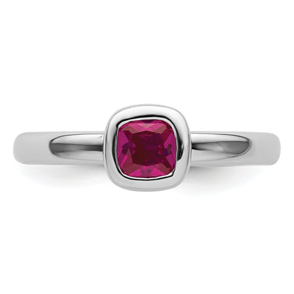 Sterlingsilber Stapelbar Expressions Kissen Schliff Erzeugt Rubin Ring