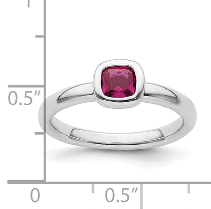 Sterlingsilber Stapelbar Expressions Kissen Schliff Erzeugt Rubin Ring