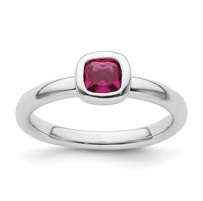 Sterlingsilber Stapelbar Expressions Kissen Schliff Erzeugt Rubin Ring