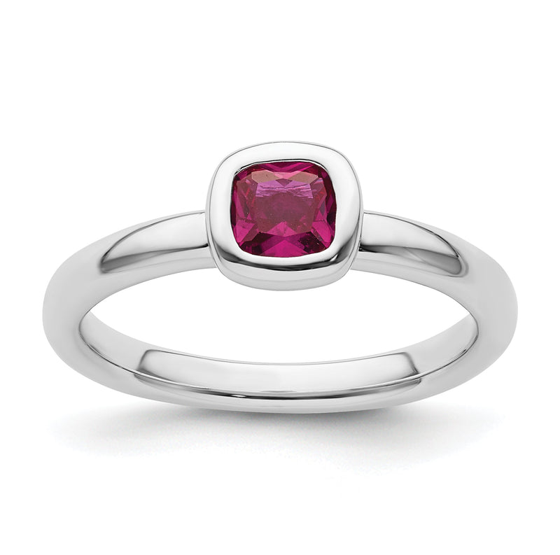 Sterlingsilber Stapelbar Expressions Kissen Schliff Erzeugt Rubin Ring