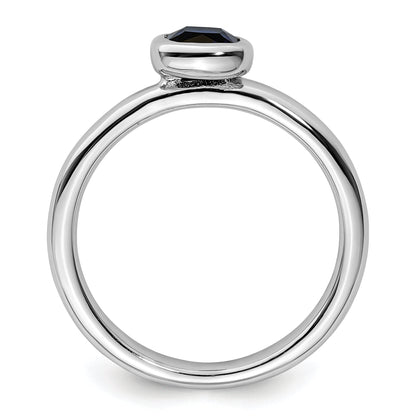 Sterlingsilber Stapelbar Expressions Kissen Schliff Cr. Saphir Ring