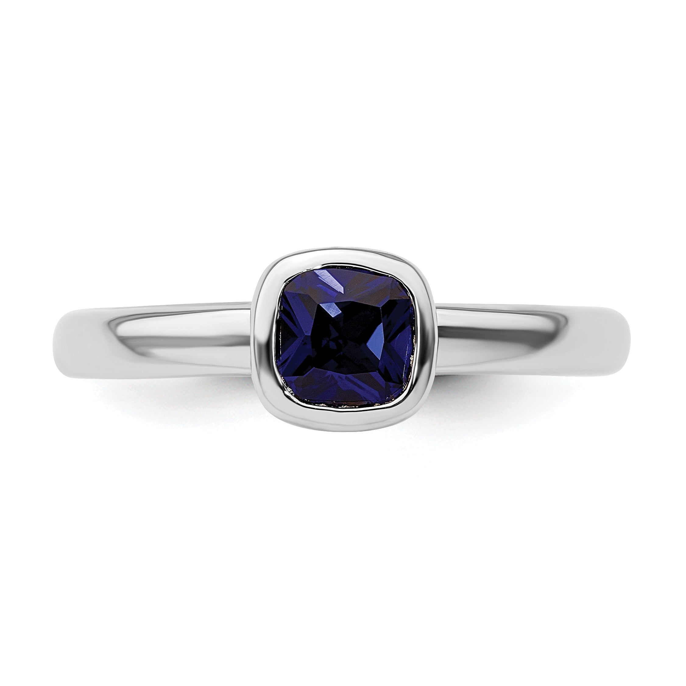 Sterlingsilber Stapelbar Expressions Kissen Schliff Cr. Saphir Ring
