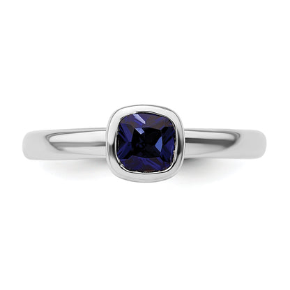 Sterlingsilber Stapelbar Expressions Kissen Schliff Cr. Saphir Ring