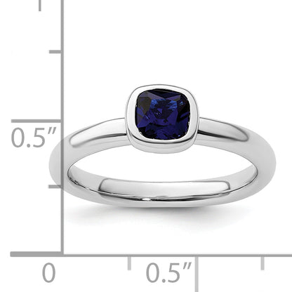 Sterlingsilber Stapelbar Expressions Kissen Schliff Cr. Saphir Ring