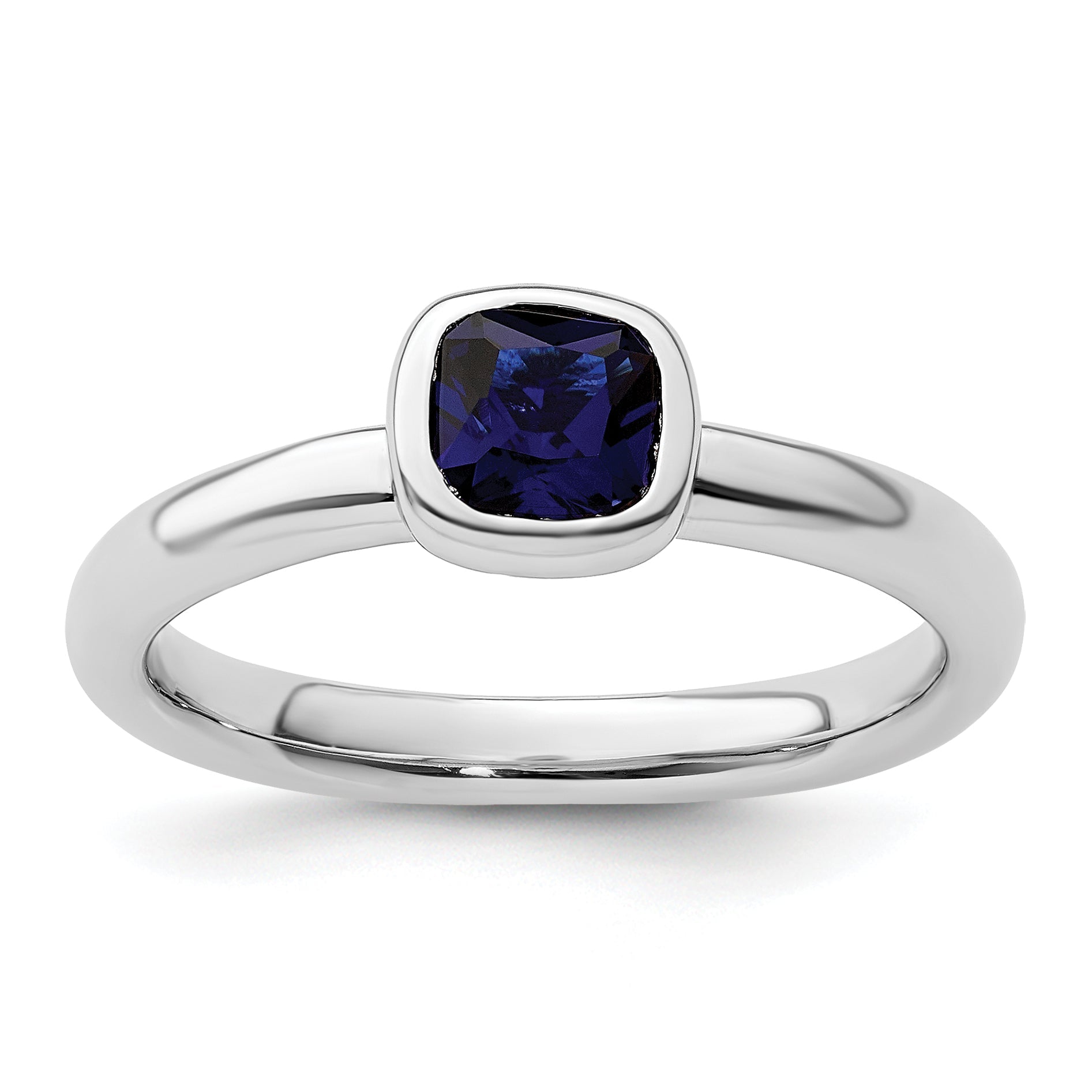 Sterlingsilber Stapelbar Expressions Kissen Schliff Cr. Saphir Ring