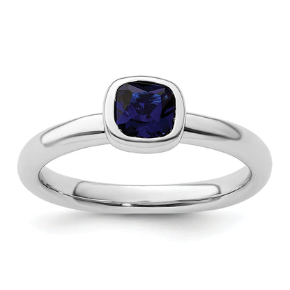 Sterlingsilber Stapelbar Expressions Kissen Schliff Cr. Saphir Ring