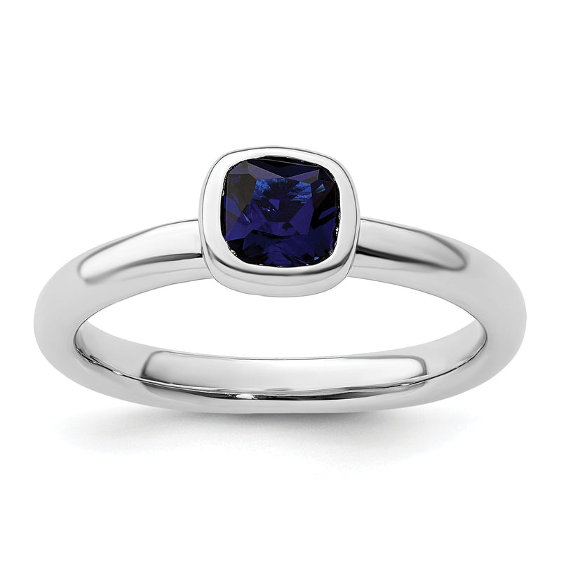 Sterlingsilber Stapelbar Expressions Kissen Schliff Cr. Saphir Ring