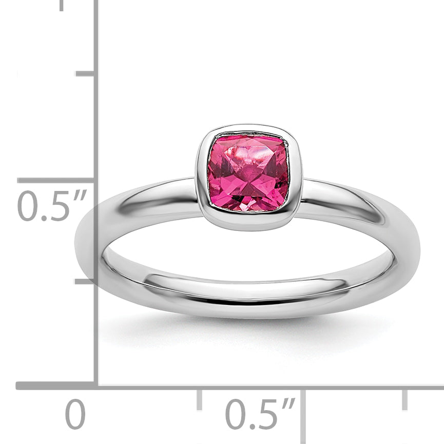 Sterlingsilber Ss Stapelbar Expressions Kissen Schliff Rosa Turmalin Ring