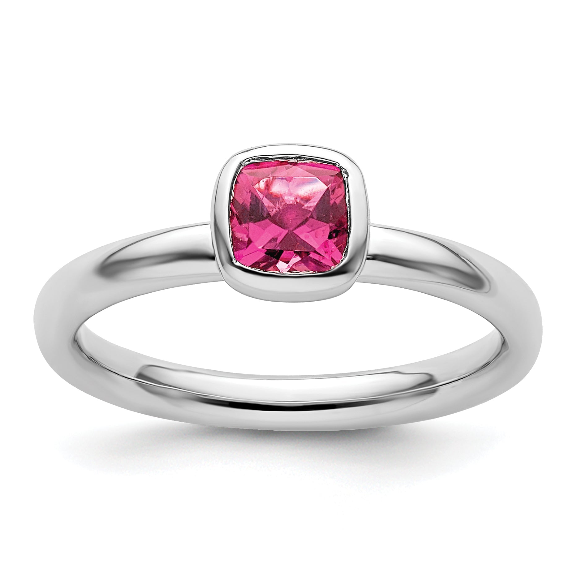 Sterlingsilber Ss Stapelbar Expressions Kissen Schliff Rosa Turmalin Ring