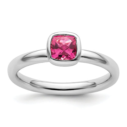 Sterlingsilber Ss Stapelbar Expressions Kissen Schliff Rosa Turmalin Ring