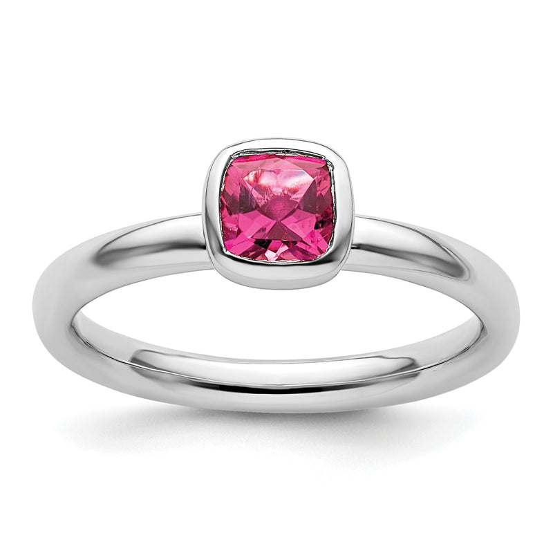 Sterlingsilber Ss Stapelbar Expressions Kissen Schliff Rosa Turmalin Ring