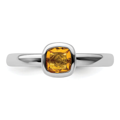 Sterlingsilber Stapelbar Expressions Kissen Schliff Citrin Ring