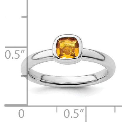 Sterlingsilber Stapelbar Expressions Kissen Schliff Citrin Ring