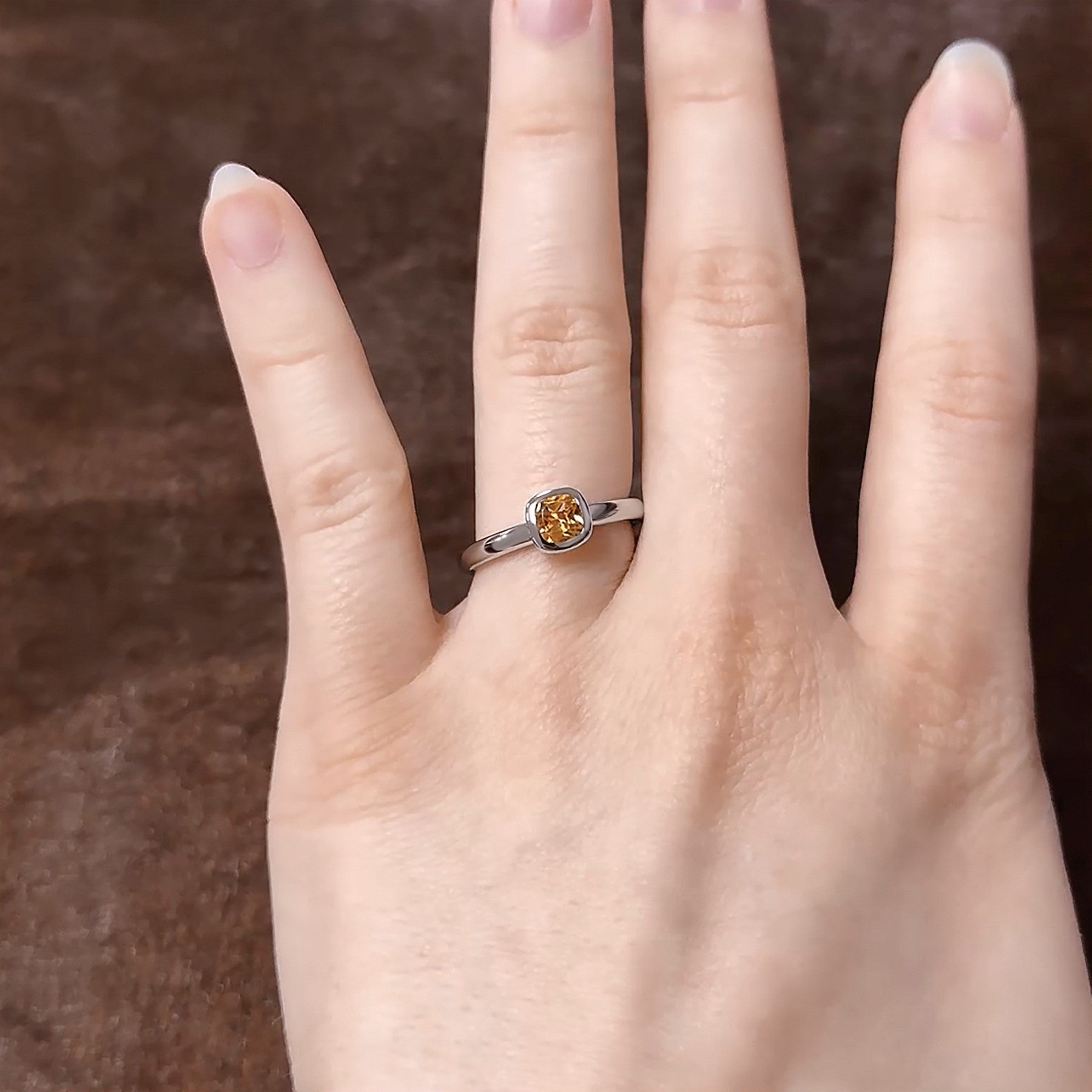 Sterlingsilber Stapelbar Expressions Kissen Schliff Citrin Ring