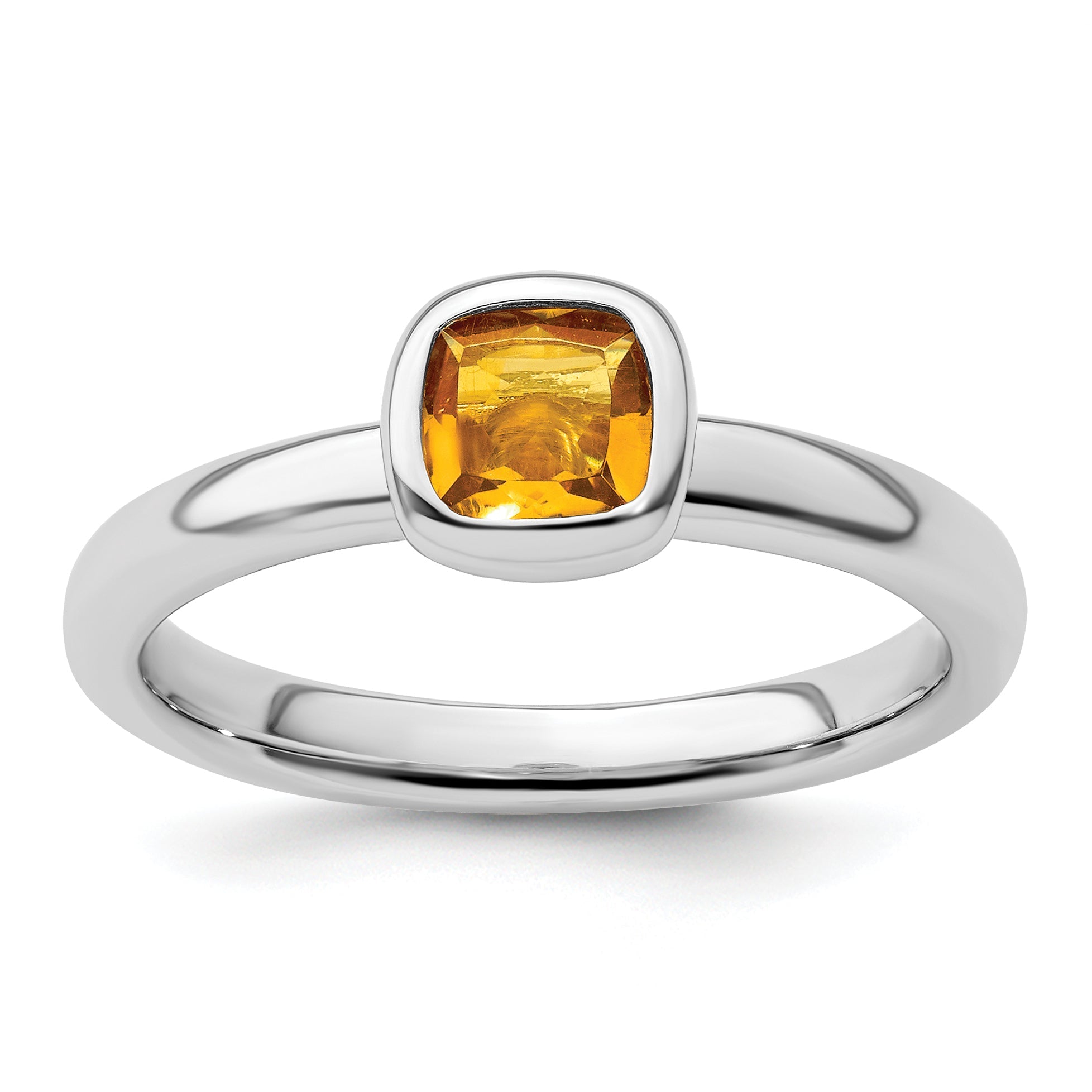 Sterlingsilber Stapelbar Expressions Kissen Schliff Citrin Ring