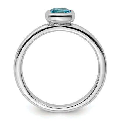 Sterlingsilber Stapelbar Expressions Kissen Schliff Blautopas Ring