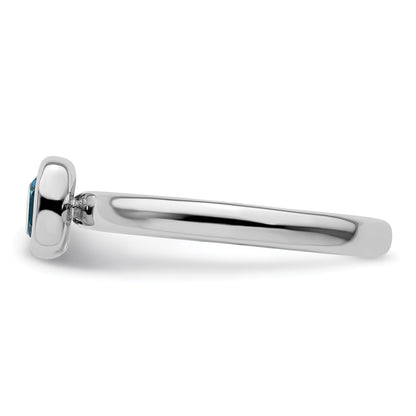 Sterlingsilber Stapelbar Expressions Kissen Schliff Blautopas Ring