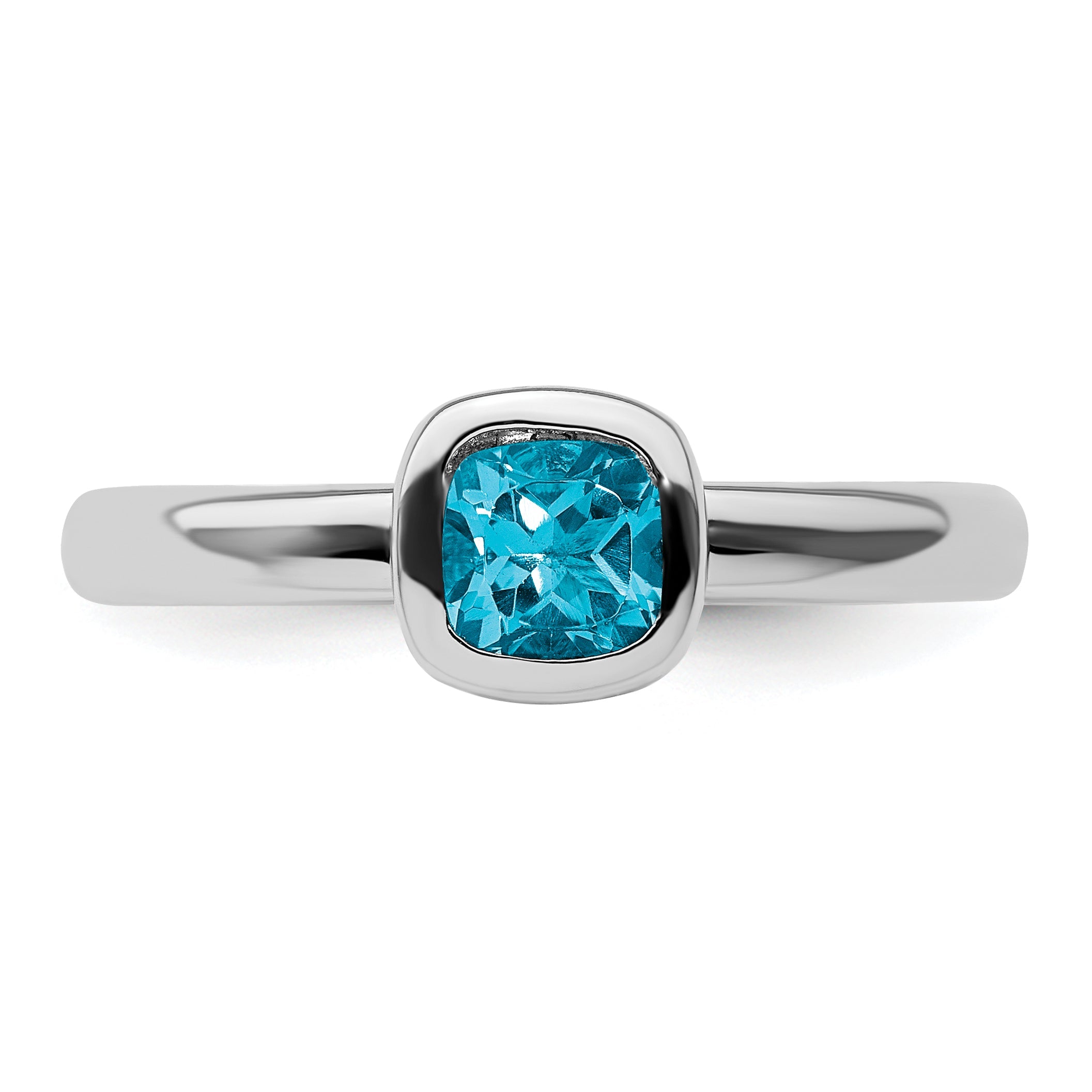 Sterlingsilber Stapelbar Expressions Kissen Schliff Blautopas Ring