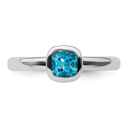 Sterlingsilber Stapelbar Expressions Kissen Schliff Blautopas Ring