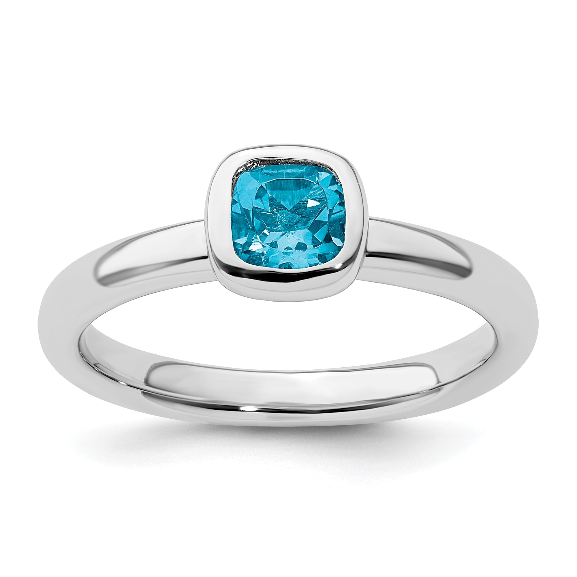 Sterlingsilber Stapelbar Expressions Kissen Schliff Blautopas Ring