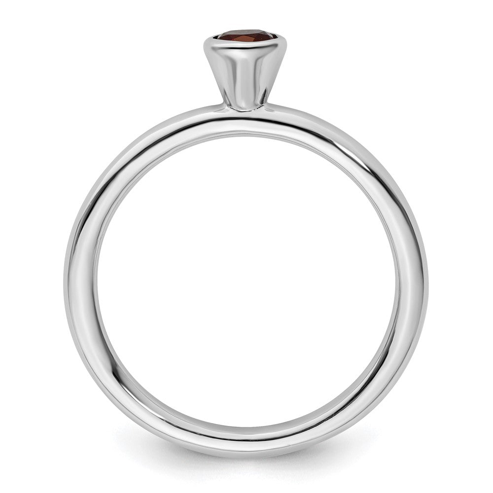 Sterlingsilber Stapelbar Expressions Hoch 4mm Rund Granat Ring