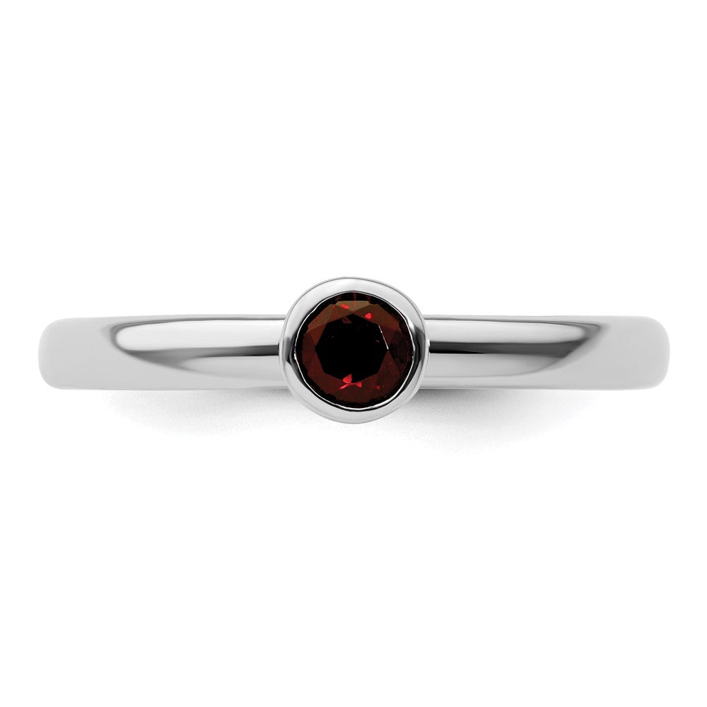 Sterlingsilber Stapelbar Expressions Hoch 4mm Rund Granat Ring
