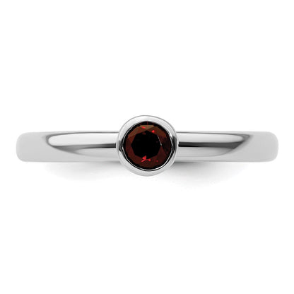 Sterlingsilber Stapelbar Expressions Hoch 4mm Rund Granat Ring
