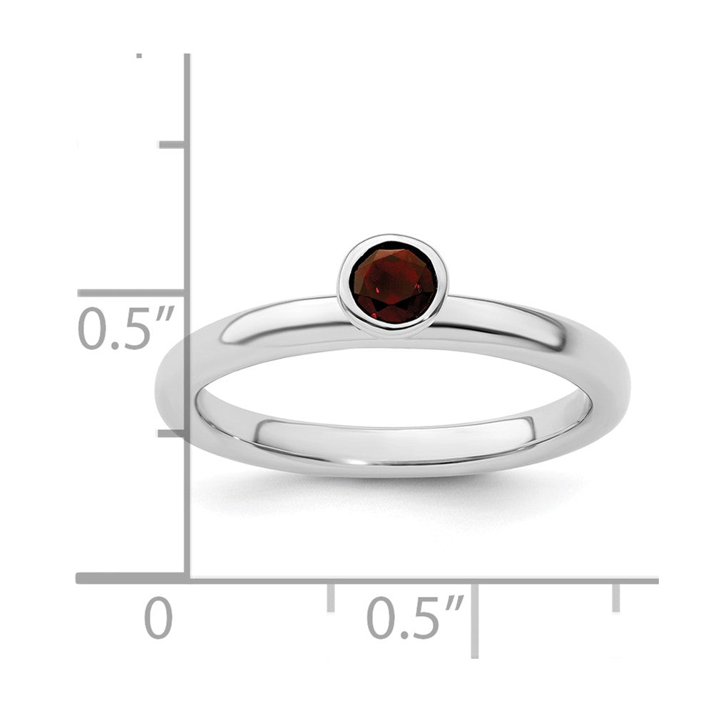 Sterlingsilber Stapelbar Expressions Hoch 4mm Rund Granat Ring