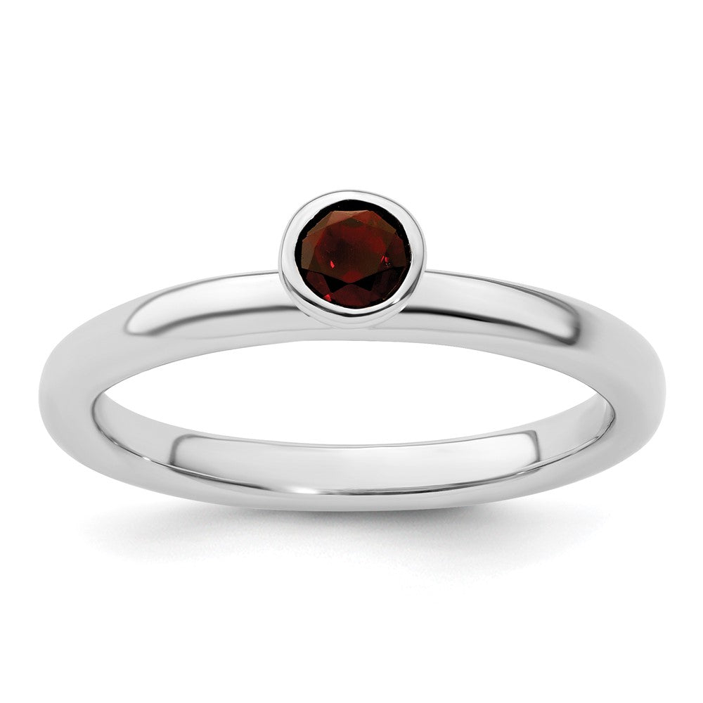 Sterlingsilber Stapelbar Expressions Hoch 4mm Rund Granat Ring