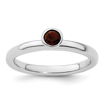 Sterlingsilber Stapelbar Expressions Hoch 4mm Rund Granat Ring